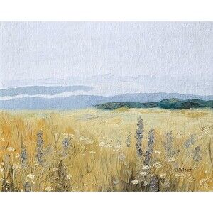 Original Oil Landscape Painting Wildflower Country Meadow Blue Sky 8x10 Signed